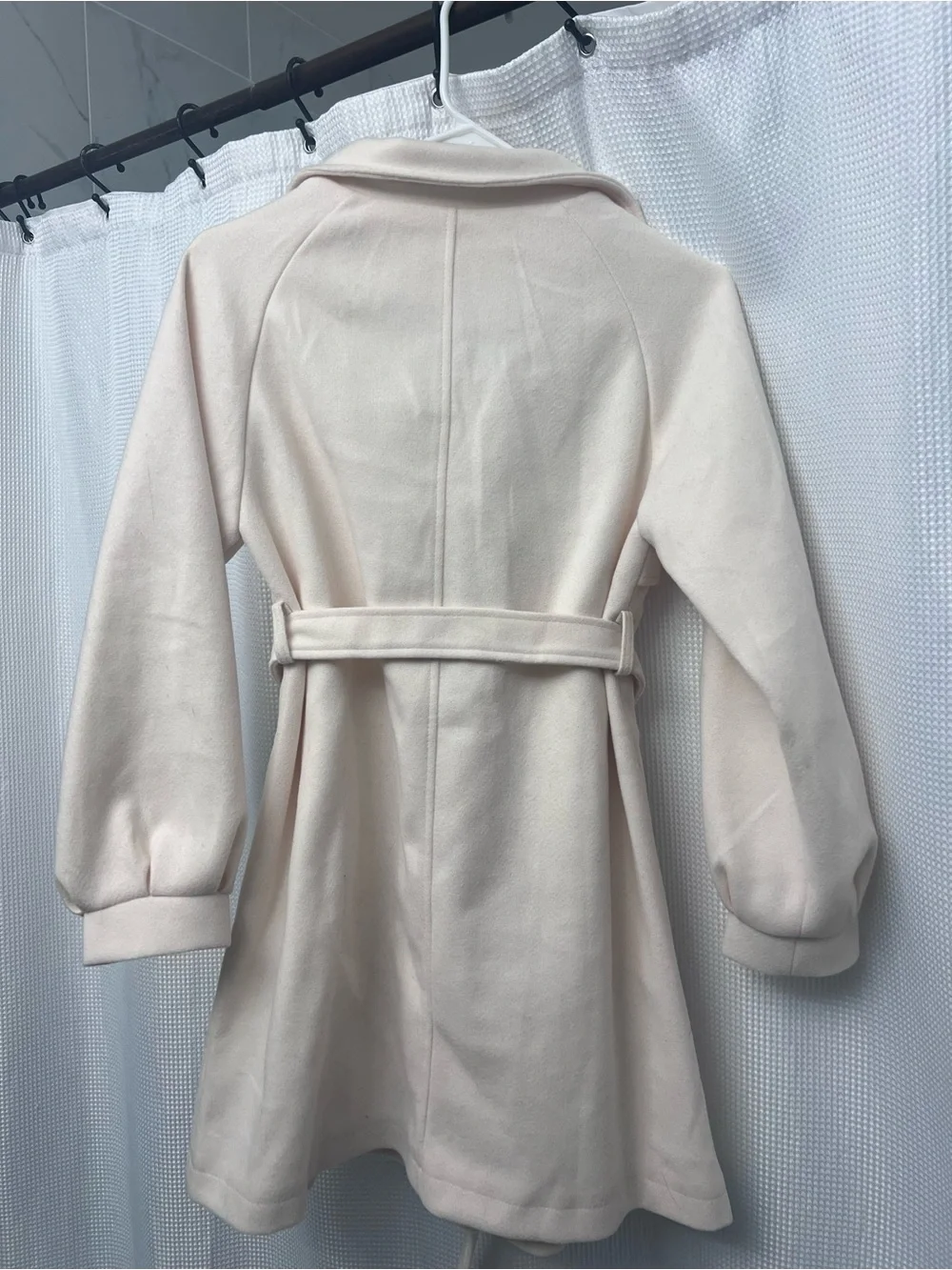 Grace Karin Cream Double-Breasted Trench Coat with Self-Tie Belt